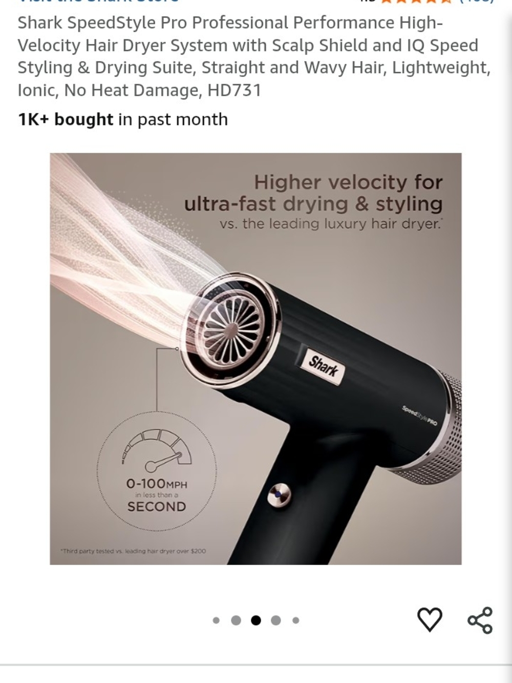 Shark SpeedStyle Pro Hair Dryer in Black